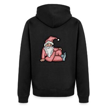Weihnachtsmann - Unisex Premium Bio Zip Hoodie - Schwarz - Hinten - Nico (187cm)