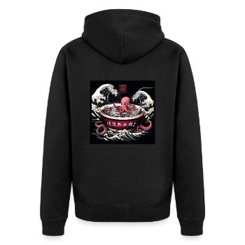 Octopus and Noodles - Asian Gourmet Food - Unisex Premium Organic Zip Hoodie - black - Back - Nico (187cm)