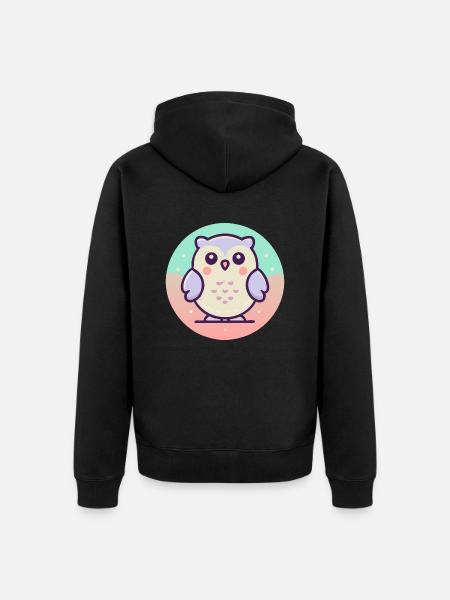 Eule - Unisex Premium Bio Zip Hoodie - Schwarz
