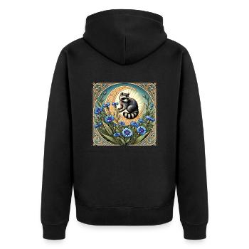Raccoon - Unisex Premium Organic Zip Hoodie - black - Back - Nico (187cm)