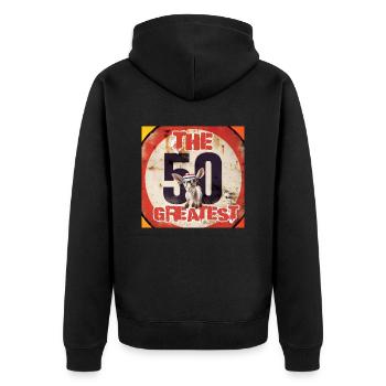 Die 50 größten - Unisex Premium Bio Zip Hoodie - Schwarz - Hinten - Nico (187cm)