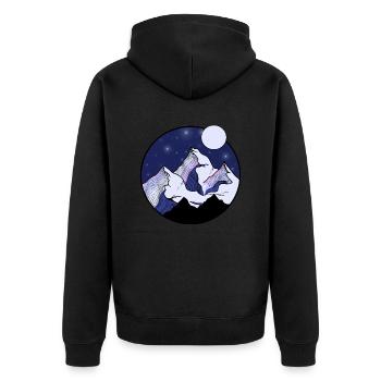 SOMMETS DES MONTAGNES - NUIT DANS LES MONTAGNES - GRAPHISME DE MONTAGNE - Veste à capuche bio Premium Unisexe - noir - Dos - Nico (187cm)