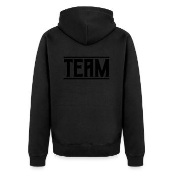 team - Unisex Premium Bio Zip Hoodie - Schwarz - Hinten - Nico (187cm)