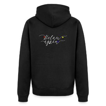 Helau, Fastnacht, Fassenacht, 5. Jahreszeit - Unisex Premium Bio Zip Hoodie - Schwarz - Hinten - Nico (187cm)