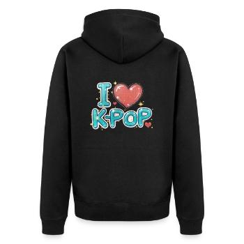 Ich liebe K-Pop - Unisex Premium Bio Zip Hoodie - Schwarz - Hinten - Nico (187cm)