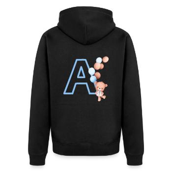 Lettre a bleue ours - Veste à capuche bio Premium Unisexe - noir - Dos - Nico (187cm)