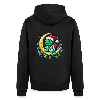Christmas Turtle - Unisex Premium Organic Zip Hoodie - black - Back - Nico (187cm)