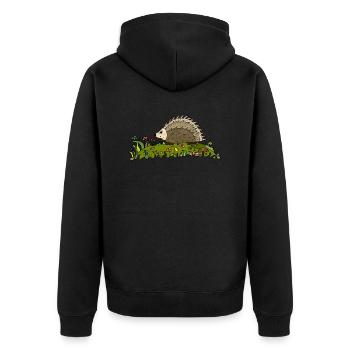 Igel - Unisex Premium Bio Zip Hoodie - Schwarz - Hinten - Nico (187cm)