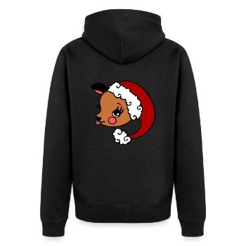 Cute Vintage Reindeer with Santa Hat - Unisex Premium Organic Zip Hoodie - black - Back - Nico (187cm)