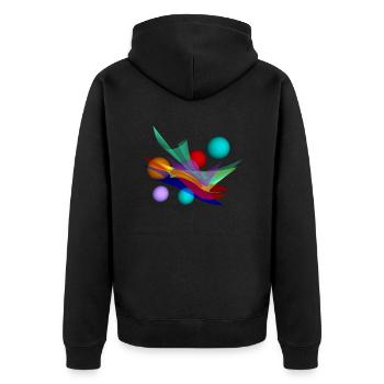 Design mit bicubic waves - Unisex Premium Bio Zip Hoodie - Schwarz - Hinten - Nico (187cm)