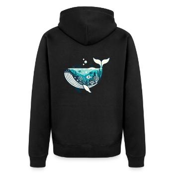 Wal - Unisex Premium Bio Zip Hoodie - Schwarz - Hinten - Nico (187cm)