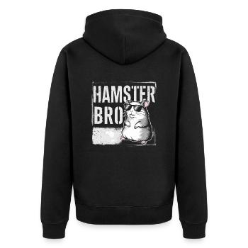 Witziges Design für Hamsterliebhaber - Unisex Premium Bio Zip Hoodie - Schwarz - Hinten - Nico (187cm)