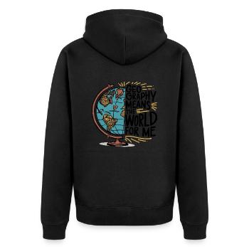 Understanding the world through geography - Unisex Premium Organic Zip Hoodie - black - Back - Nico (187cm)