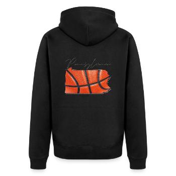 Basketball in der Pennsylvania State Landkarte PA - Unisex Premium Bio Zip Hoodie - Schwarz - Hinten - Nico (187cm)