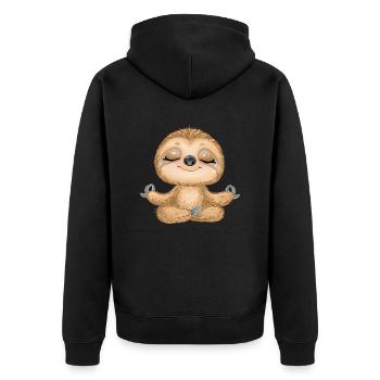 Yoga Faultier - Unisex Premium Bio Zip Hoodie - Schwarz - Hinten - Nico (187cm)