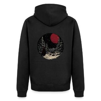 Mystik der roten Nacht - Unisex Premium Bio Zip Hoodie - Schwarz - Hinten - Nico (187cm)