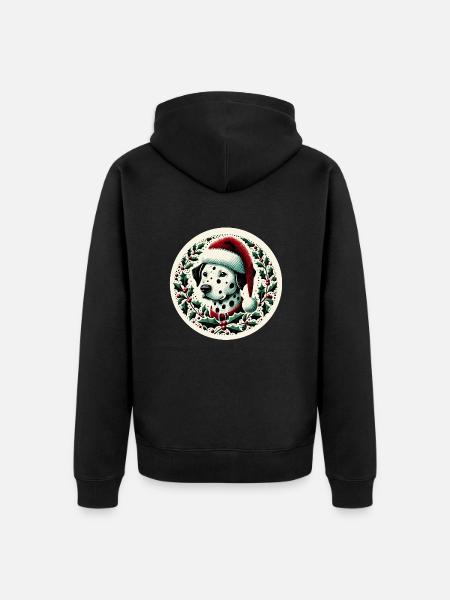 Christmas Dalmatian - Unisex Premium Organic Zip Hoodie - black