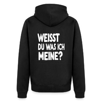 Do you know what I mean? -white - Unisex Premium Organic Zip Hoodie - black - Back - Nico (187cm)