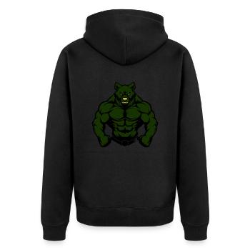 Bear Comic Fit - Unisex Premium Organic Zip Hoodie - black - Back - Nico (187cm)