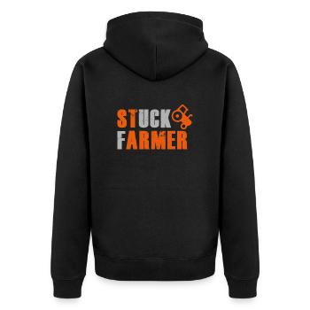 STUCK FARMER DARK - Unisex Premium Organic Zip Hoodie - black - Back - Nico (187cm)