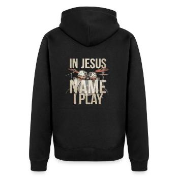 Dynamics in worship - Unisex Premium Organic Zip Hoodie - black - Back - Nico (187cm)