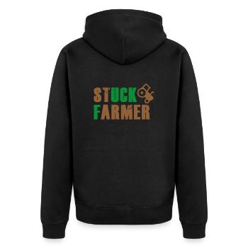 STUCK FARMER BROWN GREEN - Unisex Premium Organic Zip Hoodie - black - Back - Nico (187cm)