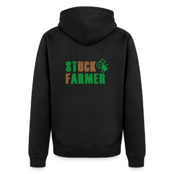 STUCK FARMER GREEN BROWN - Unisex Premium Organic Zip Hoodie - black - Back - Nico (187cm)