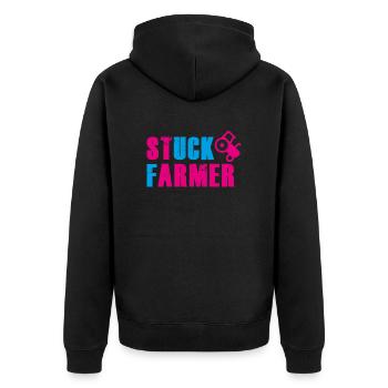 STUCK FARMER PINK BLUE - Unisex Premium Organic Zip Hoodie - black - Back - Nico (187cm)