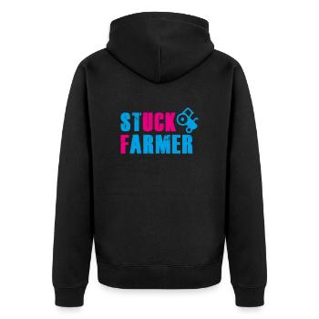 STUCK FARMER BLUE PINK - Unisex Premium Organic Zip Hoodie - black - Back - Nico (187cm)