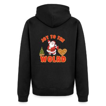 Joy To The World Graphic Tee - Unisex Premium Organic Zip Hoodie - black - Back - Nico (187cm)