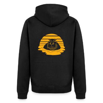 Nilpferd schwimmt Wasser Sonne Süß Comic Cartoon - Unisex Premium Bio Zip Hoodie - Schwarz - Hinten - Nico (187cm)
