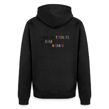 Funny Husband Design - Unisex Premium Bio Zip Hoodie - Schwarz - Hinten - Nico (187cm)