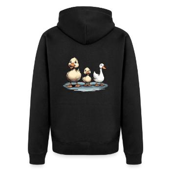 ENTEN UND GANS - Unisex Premium Bio Zip Hoodie - Schwarz - Hinten - Nico (187cm)