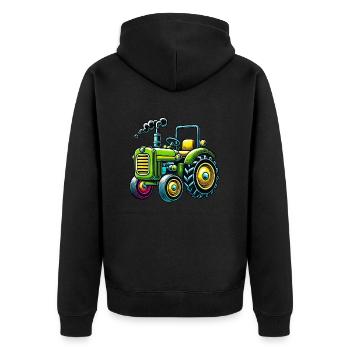 Tractor - Unisex Premium Organic Zip Hoodie - black - Back - Nico (187cm)