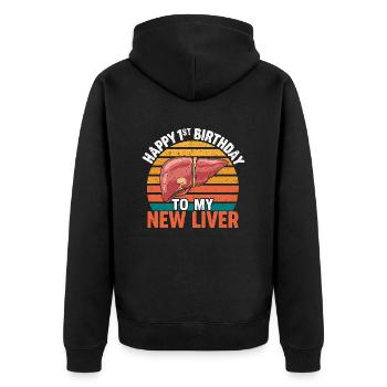Neues Leben – Ein besonderer Geburtstag - Unisex Premium Bio Zip Hoodie - Schwarz - Hinten - Nico (187cm)