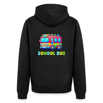 Bus School - Unisex Premium Organic Zip Hoodie - black - Back - Nico (187cm)