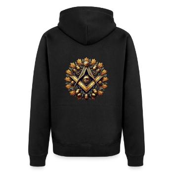 Freimaurer Logo - Unisex Premium Bio Zip Hoodie - Schwarz - Hinten - Nico (187cm)