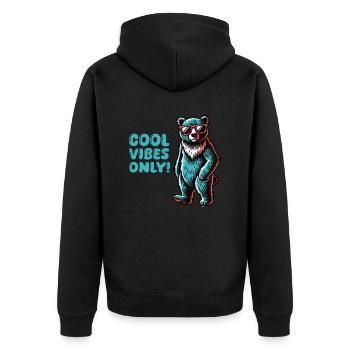 bear cool - Unisex Premium Organic Zip Hoodie - black - Back - Nico (187cm)