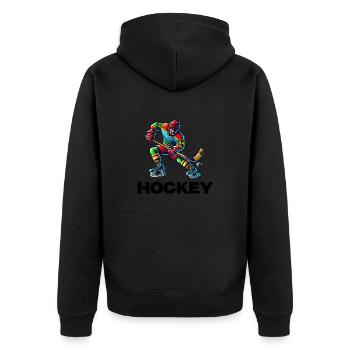 hockey player - Unisex Premium Bio Zip Hoodie - Schwarz - Hinten - Nico (187cm)