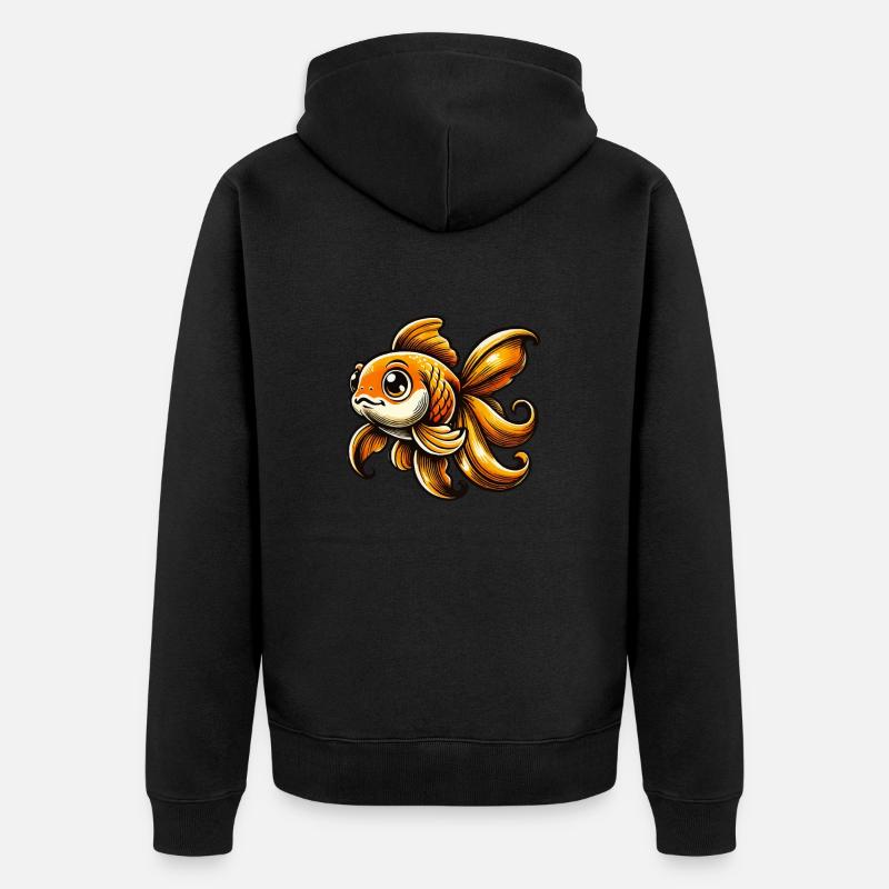 Goldfisch Comic - Unisex Premium Bio Zip Hoodie - Schwarz