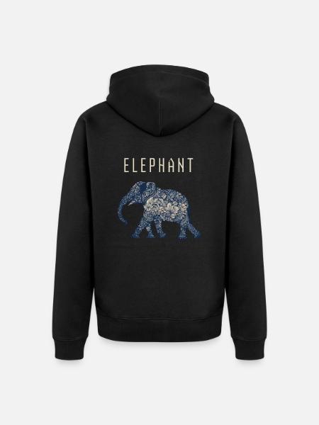 Elephant - Unisex Premium Organic Zip Hoodie - black