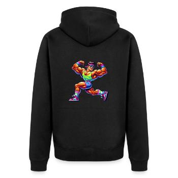 bodybuilder fitness - Unisex Premium Bio Zip Hoodie - Schwarz - Hinten - Nico (187cm)
