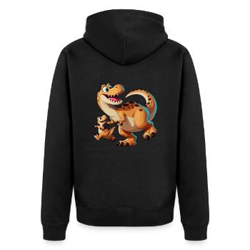 Mère Allosaurus avec son enfant gambadant - Veste à capuche bio Premium Unisexe - noir - Dos - Nico (187cm)