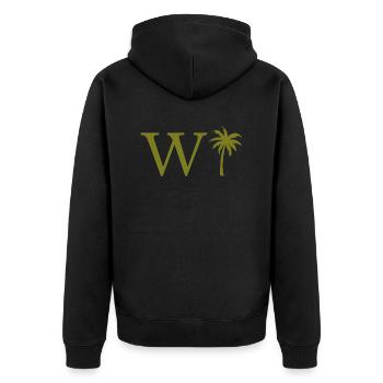Lettre w vert Palm - Veste à capuche bio Premium Unisexe - noir - Dos - Nico (187cm)