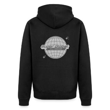 Super Global World Retro Vintage - Unisex Premium Organic Zip Hoodie - black - Back - Nico (187cm)