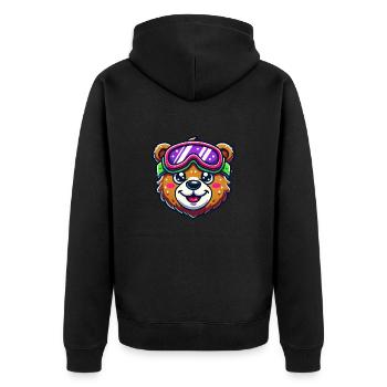 Bear Comic Ski Goggles - Unisex Premium Organic Zip Hoodie - black - Back - Nico (187cm)
