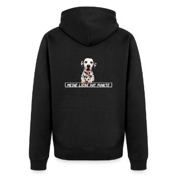 Meine Liebe hat Punkte Dalmatiner Hundeliebe - Unisex Premium Bio Zip Hoodie - Schwarz - Hinten - Nico (187cm)