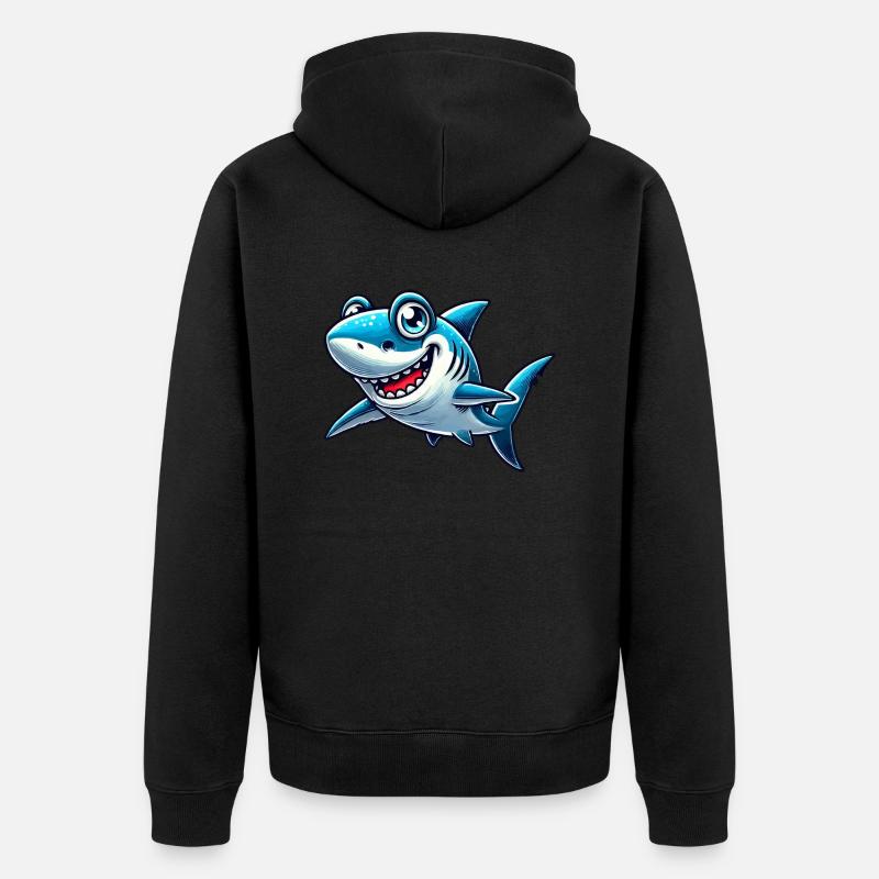 Requin Requin Bande dessinée - Veste à capuche bio Premium Unisexe - noir