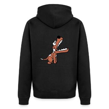 Dog Big Mouth Snout Hunger Looking Up - Unisex Premium Organic Zip Hoodie - black - Back - Nico (187cm)