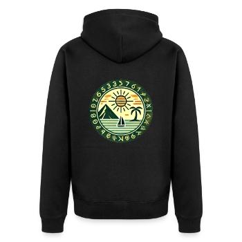 The Vintage Flair Collection - Unisex Premium Bio Zip Hoodie - Schwarz - Hinten - Nico (187cm)